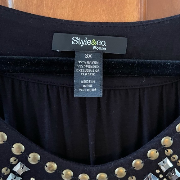 Fun Style & Co Woman’s Plus 3X Black Tank with Copper and Silver Bling!  NEW NWT - Picture 5 of 7